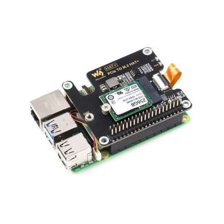 PCIe To M.2 Adapter for Raspberry Pi 5, Supports NVMe M.2 Solid State Drive, High-speed Reading/Writing, HAT(WS-26583)