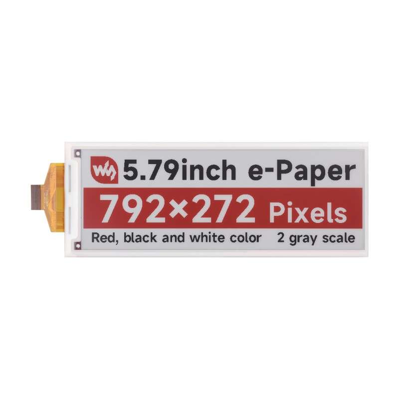 5.79inch E-Paper (B) raw display, e-ink display, 792x272, Red/Black/White, SPI Communication (WS-26844)