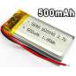 3.7v Lithium Battery Rechargeable 500mAh 60x40x20mm (602040)