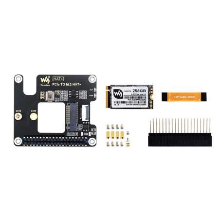 PCIe To M.2 Adapter for Raspberry Pi 5, Supports NVMe M.2 Solid State Drive, HAT + 256GB (WS-27523)