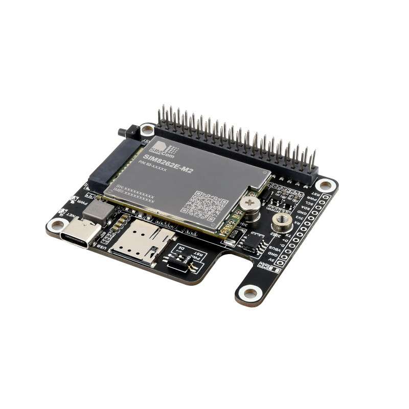 PCIe To 5G/4G/3G SIM8262E-M2 HAT Raspberry Pi 5 HAT, 3042/3052 SIMCom/Quectel 5G Modules (WS-27359)