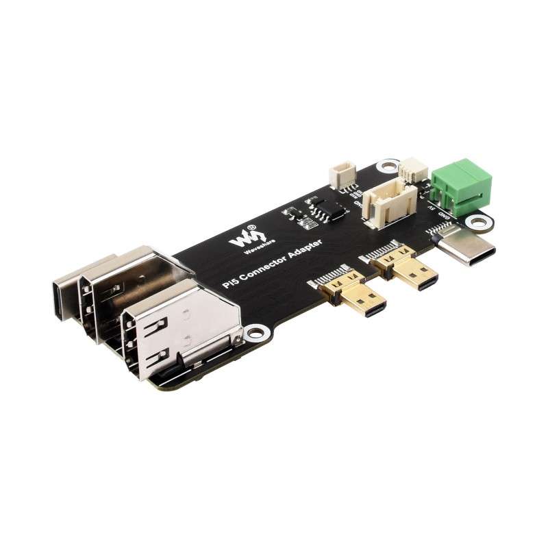 Micro HDMI to HDMI Multifunctional Adapter for Raspberry Pi5/4B, Two Power Supply, Dual 4K (WS-27009)