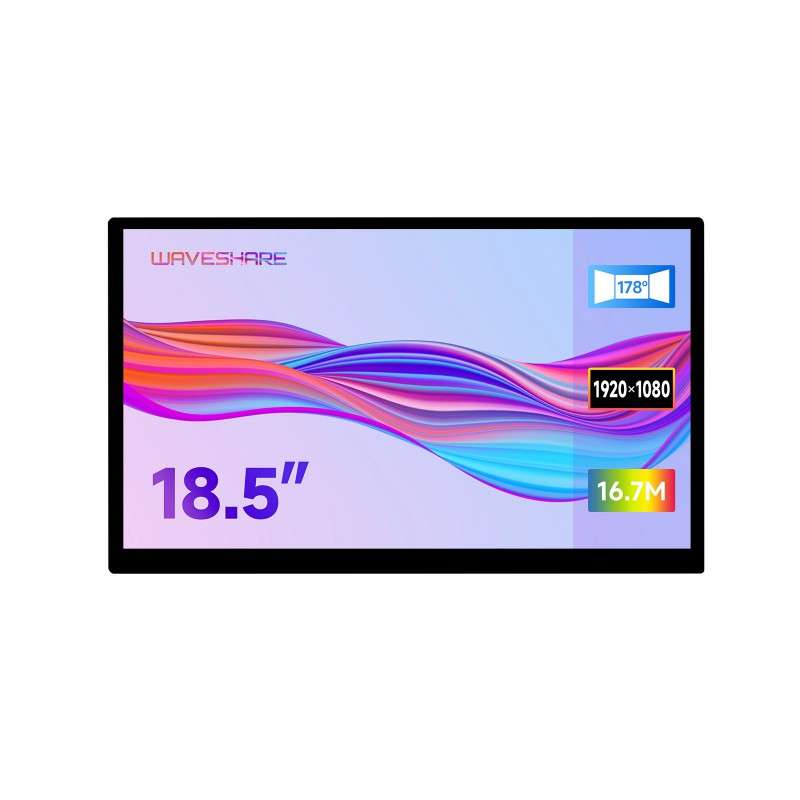 18.5inch Capacitive Touch Display, 1920×1080 Full HD, Supports Raspberry Pi / Jetson Nano / PC, etc. (WS-27789)