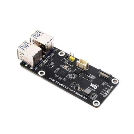 PCIe To 4-Ch USB3.2 Gen1 Board (C) For Raspberry Pi 5, Up To 5Gbps PCIe Adapter (WS-27834)