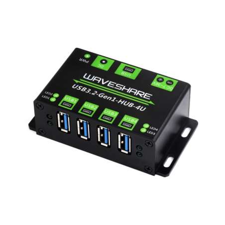 4-Ch USB 3.2 Gen1 HUB, Metal Case With Wall-Mount Support, Driver-Free, Multiple Systems Support (WS-27837)