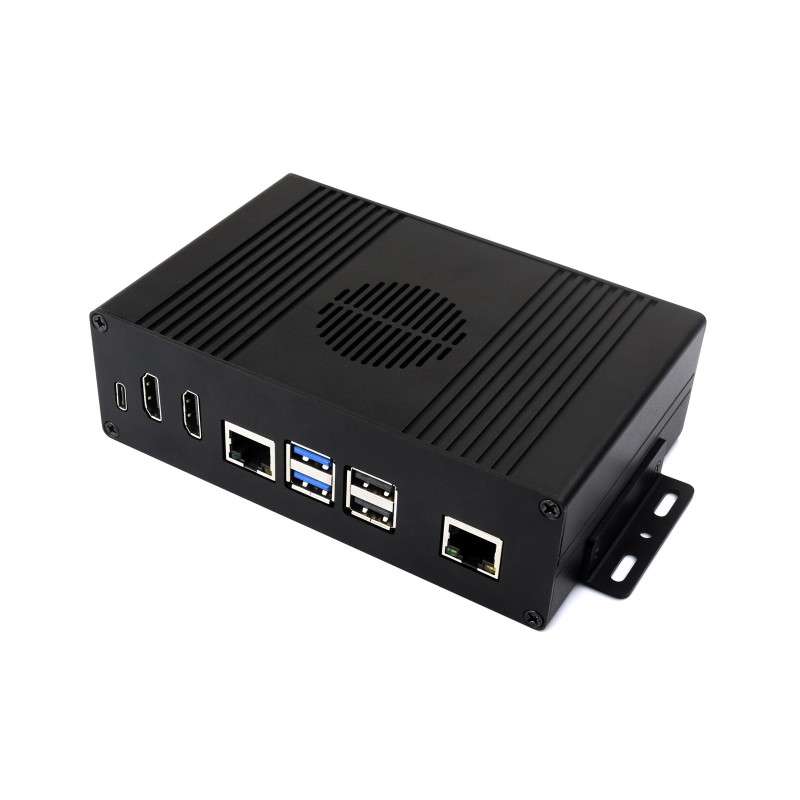 Multi-functional All-in-one Mini-Computer Kit for Raspberry Pi 5, Aluminum Case, BOX-A, PCIe to Gigabit Ethernet (WS-27831)