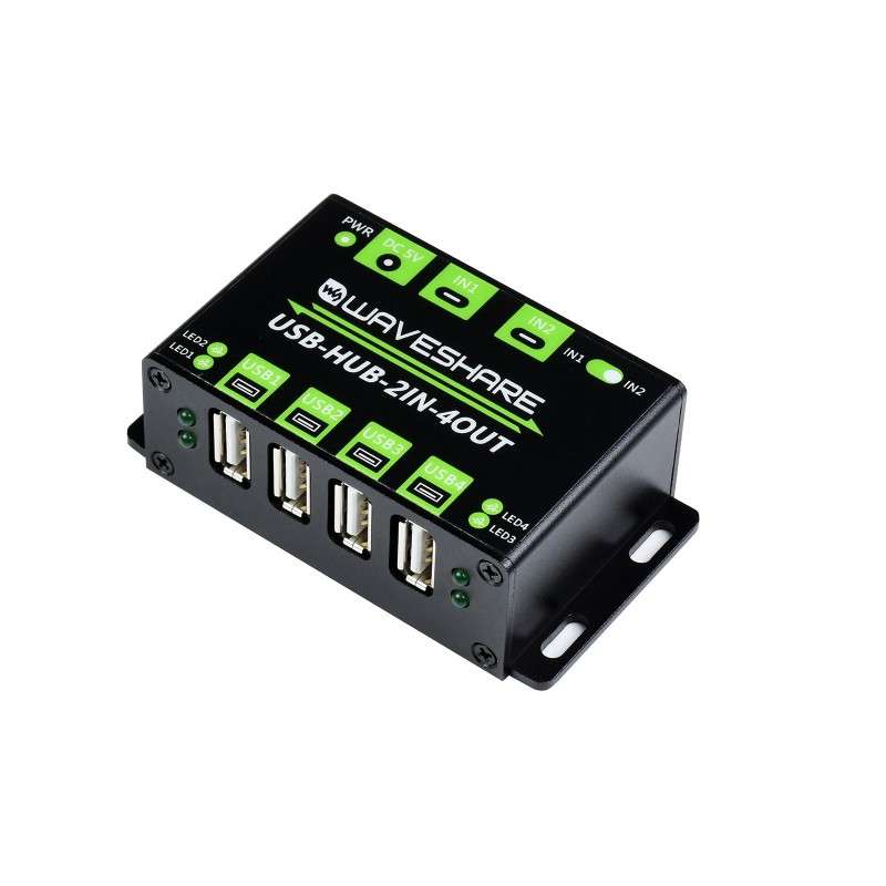 Industrial Grade USB HUB, Extending 4x USB 2.0 Ports, Switchable Dual Hosts (WS-23062)