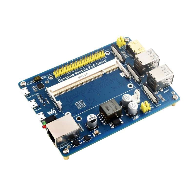 Compute Module IO Board PoE Feature, Composite Breakout Board for Raspberry Pi CM4S/CM3/CM3L/CM3+/CM3+L (WS-16664)