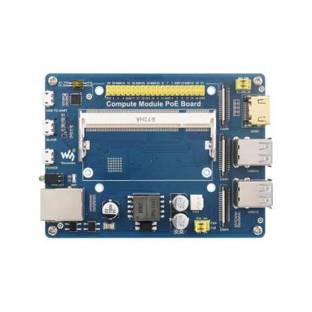 Compute Module IO Board PoE Feature, Composite Breakout Board for Raspberry Pi CM4S/CM3/CM3L/CM3+/CM3+L (WS-16664)