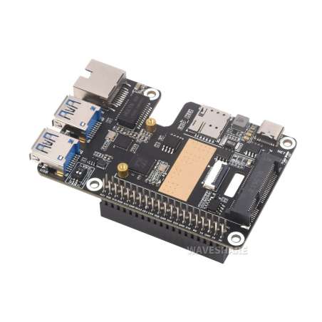 PCIe to MiniPCIe Gigabit USB 3.2 Gen1 HAT for Raspberry Pi 5, MiniPCIe 4G Module, High-speed (WS-28142)