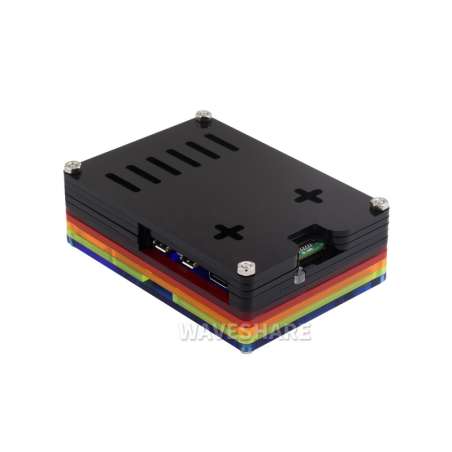 Rainbow Acrylic Case For Raspberry Pi 5, Colorful Translucent Acrylic Case, Supports Official Active Cooler (WS-26084)