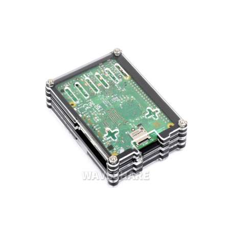 Transparent and Black Acrylic Case for Raspberry Pi 5, Supports installing Official Active Cooler (WS-26085)