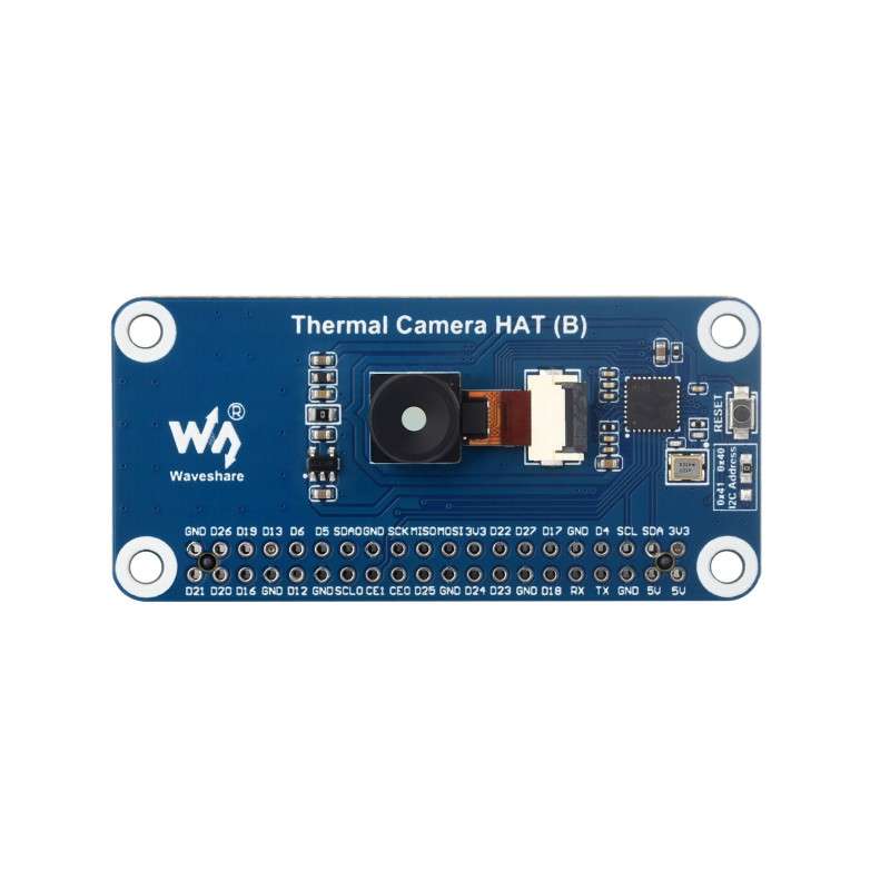 Long-wave IR Thermal Imaging Camera HAT (B) Raspberry Pi, Wide angle (90° FOV) IR 80×62Pixels 40PIN GPIO (WS-28567)