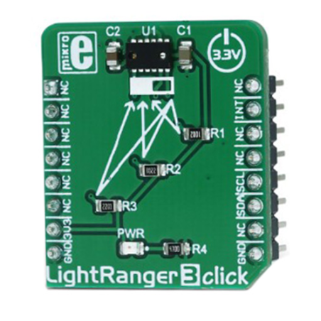 MIKROE-3103 LightRanger 3 Click  RFD77402 Light Sensor mikroBUS Click Platform Evaluation Expansion Board