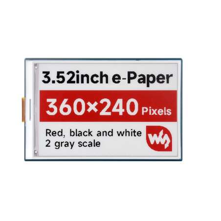 3.52inch E-Paper with driver board Display (B), E-Ink Display, 360x240, Red/Black/White, SPI Interface (WS-28811)