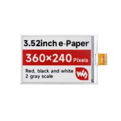 3.52inch E-Paper Display (B) (raw display only) E-Ink Display, 360x240, Red/Black/White, SPI Interface (WS-28259)