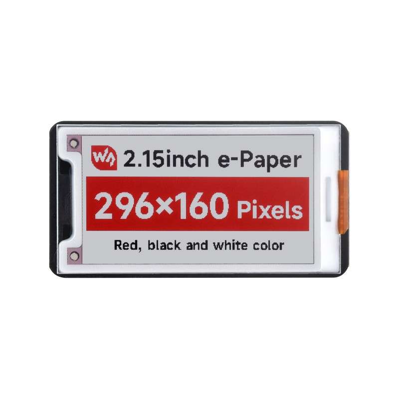 2.15inch E-Paper Display (B) with driver board , E-Ink Display, 296x160, Red/Black/White, SPI Interface (WS-28916)