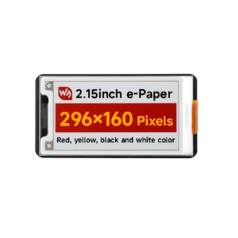 2.15inch E-Paper Display (G) with driver board, E-Ink Display, 296x160, Red/Yellow/Black/White, SPI (WS-28995)