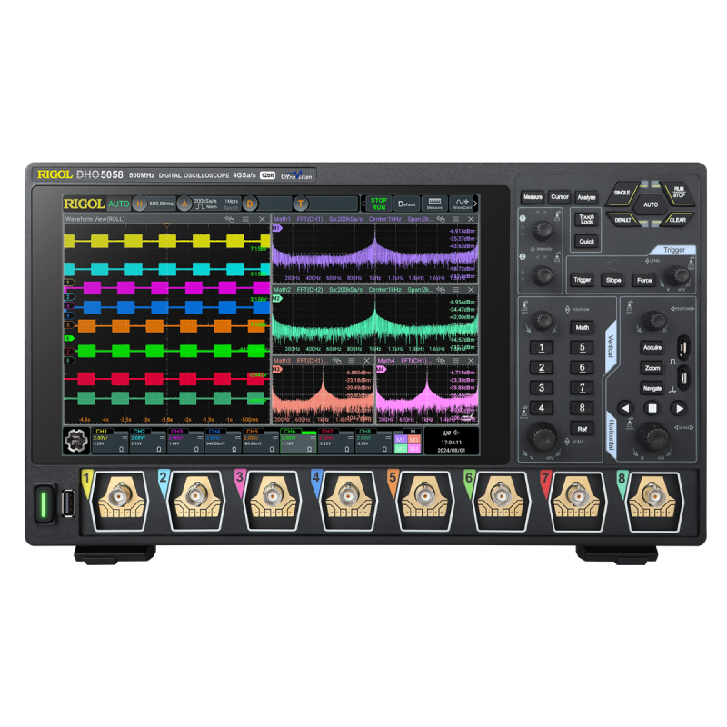 Osciloskop DHO5058 8x500MHz, 1EXT Channel, Real-Time Sample Rate 4GSa/S, 12-Bit, 10.1'' 1280x800 Touch