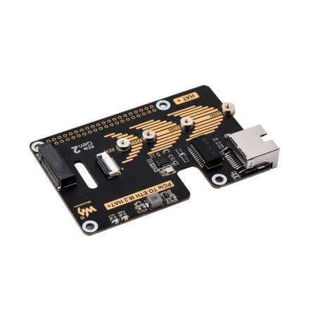 PCIe To ETH And M.2 Adapter Raspberry Pi 5, 2280 2260 2242 2230 size NVMe M.2 SSD, 5Gbps  (WS-28515)