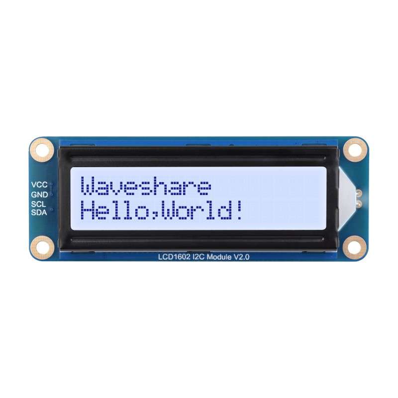 LCD1602 I2C GRAY Module 32 Characters LCD, 3.3V/5V, Backlight Adjustable (WS-30495)