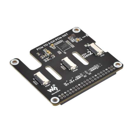 2-Ch PCIe FFC Adapter Board For Raspberry Pi 5, Expands 2-Ch PCIe FFC Connectors, Stacking Multiple PCIe HATs (WS-30490)