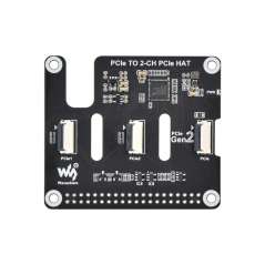 2-Ch PCIe FFC Adapter Board For Raspberry Pi 5, Expands 2-Ch PCIe FFC Connectors, Stacking Multiple PCIe HATs (WS-30490)