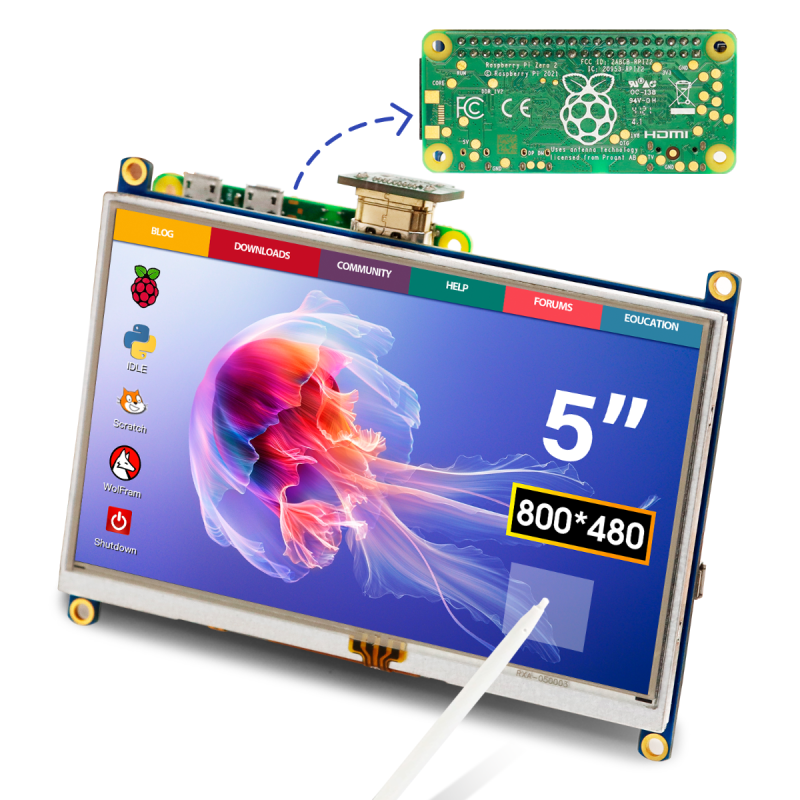 Elecrow RR050P 5 Inch 800x480 TFT Display with Touch Screen for Raspberry Pi Zero/Zero 2W (DIS01505D) Elecrow RR050P 5 Inch 800x480 TFT Display with Touch Screen for Raspberry Pi Zero/Zero 2W (DIS01505D)