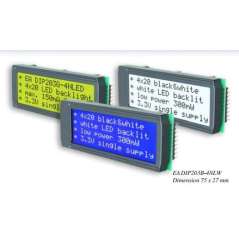 EA DIP203B-4NLW Character LCD4x20 Blk/Wht LED Bklght SPI Infce