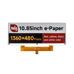 10.85inch e-Paper display (G), e-ink display, 1360x480, Red/Yellow/Black/White, SPI (WS-30411) the raw display only