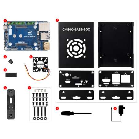 Mini Base Board (B) / Mini-Computer for Raspberry Pi Compute Module 5, Onboard EEPROM+Encryption Chip (WS-31234)
