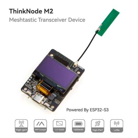 ThinkNode M2 Meshtastic (LoRa) Signal Transceiver Powered By ESP32-S3 with 1.3” OLED Display-Without Case