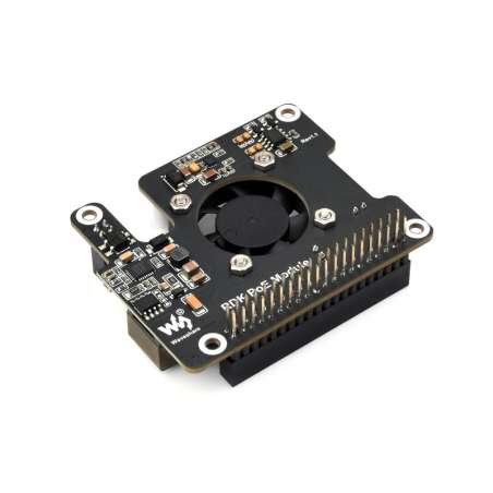 Power Over Ethernet Expansion Board For RDK X5, Onboard Cooling Fan, Metal Heatsink, 802.3af/at (WS-29927)