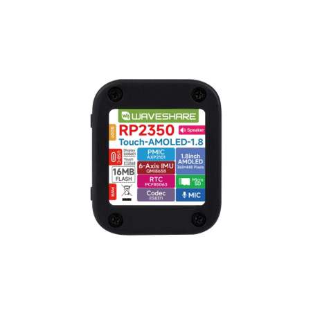 RP2350 1.8inch AMOLED Touch Display Dev. Board, 368×448 Pixels, QSPI, Accelerometer/Gyroscope (WS-31296)