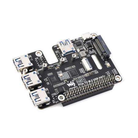 PCIe To USB 3.2 Gen1 And M.2 HAT For Raspberry Pi 5, NVMe 4-Ch USB 3.2 Ports (WS-31436)