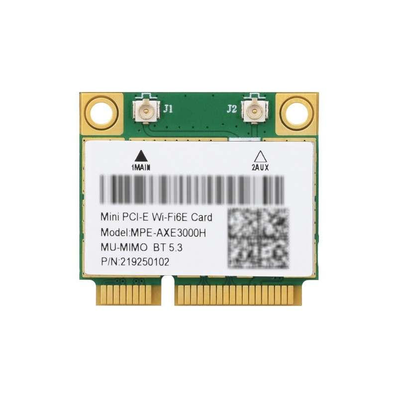 Wireless MINIPCIE AX210 NIC, Gigabit Tri-Band Wi-Fi 6E, 802.11AX Standard, Bluetooth 5.3 (WS-31593) Wireless MINIPCIE AX210 NIC, Gigabit Tri-Band Wi-Fi 6E, 802.11AX Standard, Bluetooth 5.3 (WS-31593)