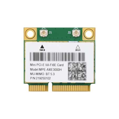 Wireless MINIPCIE AX210 NIC, Gigabit Tri-Band Wi-Fi 6E, 802.11AX Standard, Bluetooth 5.3 (WS-31593)