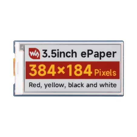 3.5inch E-Paper Display (G), E-Ink Display, 384 × 184 Pixels, Red/Yellow/Black/White, SPI Interface (WS-31481)