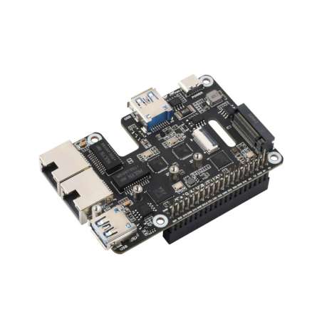 PCIe To USB 3.2 Gen1/2.5G ETH / M.2 NVMe Raspberry Pi 5, NVMe M.2 Expands 2-ch USB 3.2 Ports 2-ch Network (WS-31454)