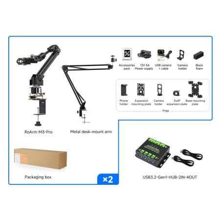 5 + 1 DOF High-Torque Serial Bus Servo Dual Robotic Arm AI Kit, LeRobot AI Robotic ESP32 (WS-31730)