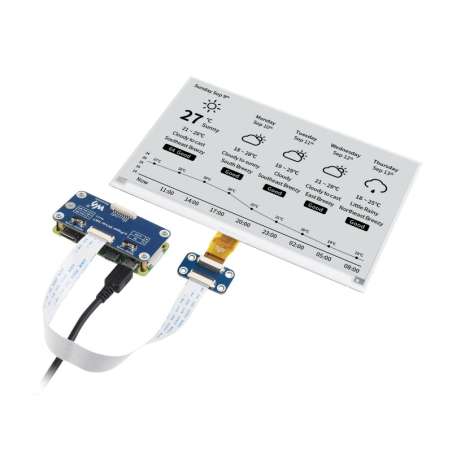 800×480, 7.5inch E-Ink display HAT for Raspberry Pi (WS-13504)  SPI interface