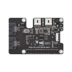 PCIe To 2-Ch SATA Adapter For Raspberry Pi 5, SATA Hard Drive EEPROM, HAT+ Standard, Driver-free (WS-31882)