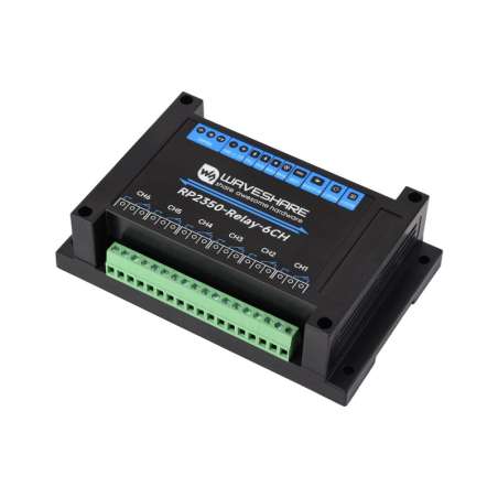 Industrial 6-Channel RP2350 Relay Module RS485/Pico HAT, Isolation Protection, Industrial-Grade, Rail-Mount Case (WS-31790)