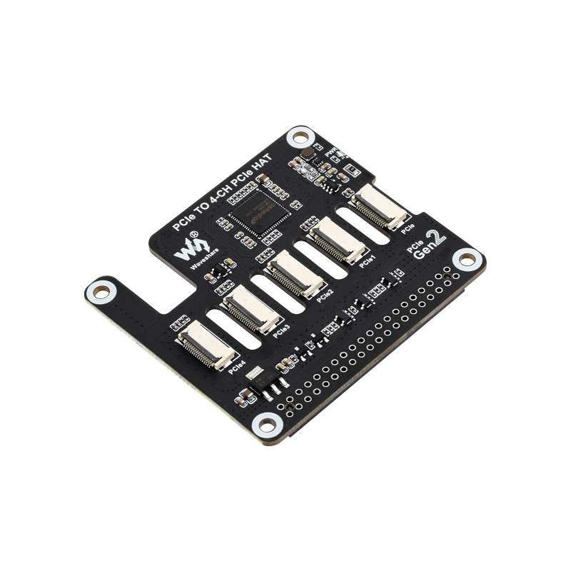 4-Ch PCIe FFC Adapter Board for Raspberry Pi 5, Expands PCIe To 4-Ch PCIe FFC,Stacking Multiple PCIe HATs (WS-31527) 4-Ch PCIe FFC Adapter Board for Raspberry Pi 5, Expands PCIe To 4-Ch PCIe FFC,Stacking Multiple PCIe HATs (WS-31527)