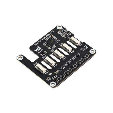 4-Ch PCIe FFC Adapter Board for Raspberry Pi 5, Expands PCIe To 4-Ch PCIe FFC,Stacking Multiple PCIe HATs (WS-31527)