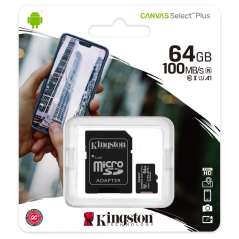 KINGSTON Canvas SELECT Plus Micro SDXC 64GB Class 10 UHS-I s adaptérom (SDCS2/64GB)