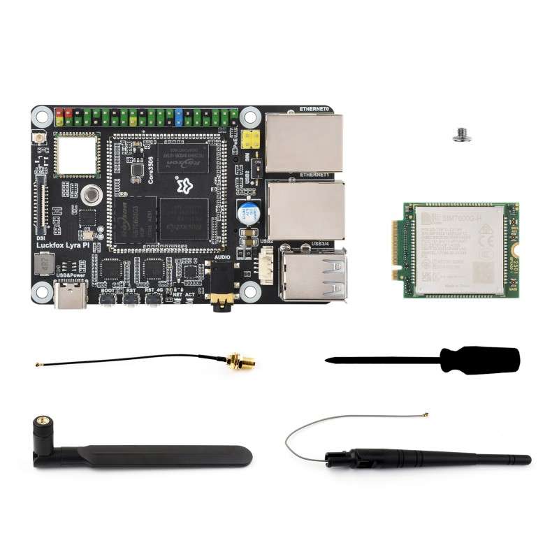 Luckfox Lyra Pi Linux Micro Dev.Board, Luckfox Core3506 Core Board, 8GB eMMC (WS-31895)