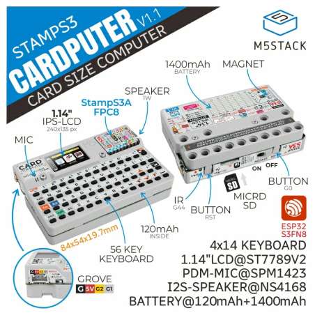 M5Stack Cardputer with M5StampS3 v1.1 (K132-V11)