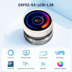 CrowPanel 1.28inch-HMI ESP32 Rotary Display 240x240 IPS Round Touch Knob Screen (DHE38128D)