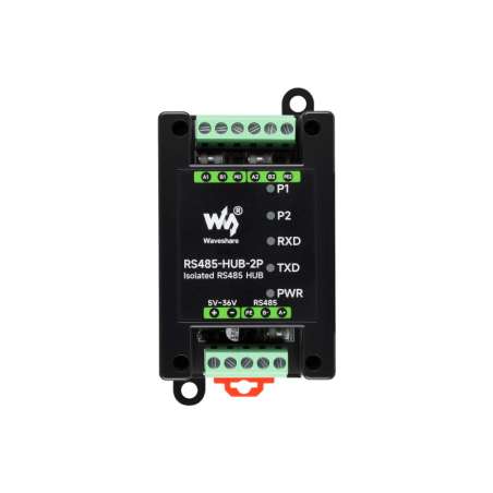 Industrial-grade Isolated 2-Ch RS485 Hub, Rail-mount Support, 2-ch RS485 Sub Ports Via 1-ch RS485 (WS-32157)